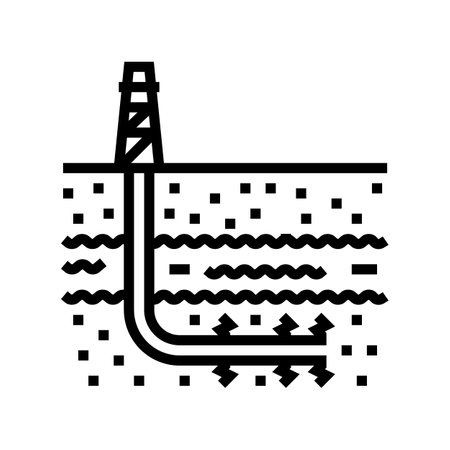 hydraulic fracturing petroleum engineer line icon vector illustrationのイラスト素材