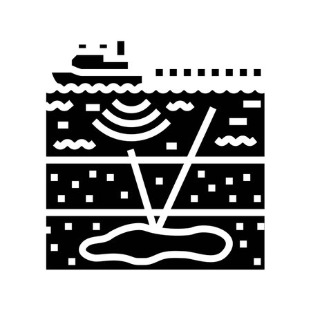 seismic surveying petroleum engineer glyph icon vector illustrationのイラスト素材