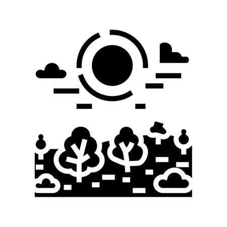 landscape sunset sun summer sunlight glyph icon vector illustrationのイラスト素材