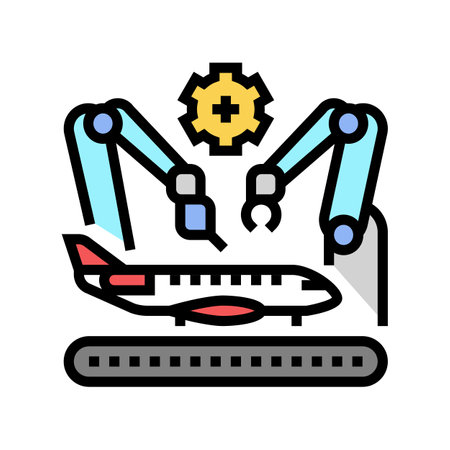 aerospace manufacturing aeronautical engineer color icon vector illustrationのイラスト素材