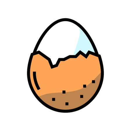 boiled egg chicken farm food color icon vector illustrationのイラスト素材
