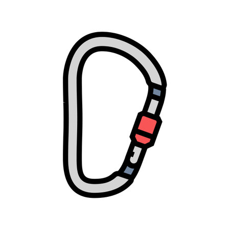locking carabiner mountaineering adventure color icon vector illustrationのイラスト素材