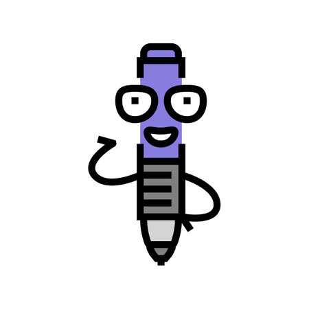 study pen character color icon vector illustrationのイラスト素材