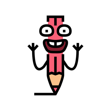 mascot pen character color icon vector illustrationのイラスト素材