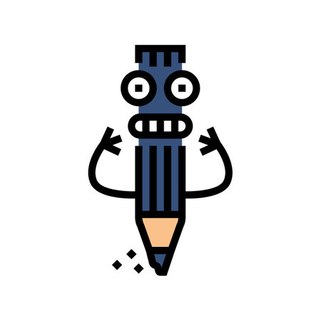 face pen character color icon vector illustrationのイラスト素材