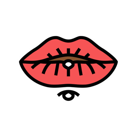 lip piercing fashion beauty color icon vector illustrationのイラスト素材