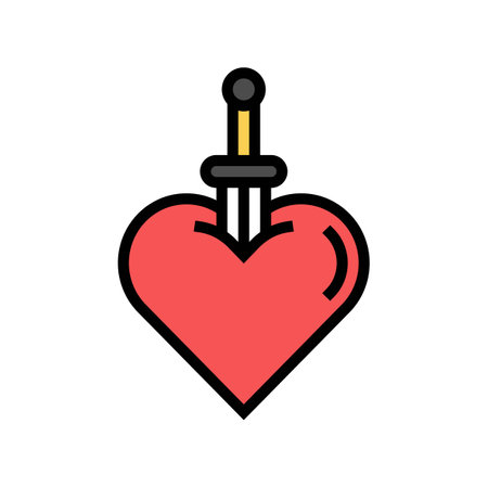 heart tattoo art vintage color icon vector illustrationのイラスト素材