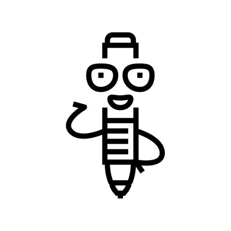 study pen character line icon vector illustrationのイラスト素材