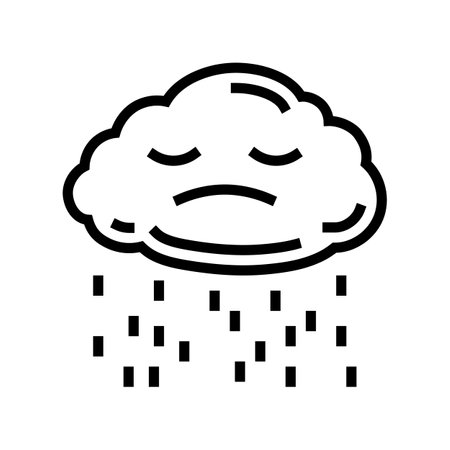 sad stormy clouds mood line icon vector illustrationのイラスト素材