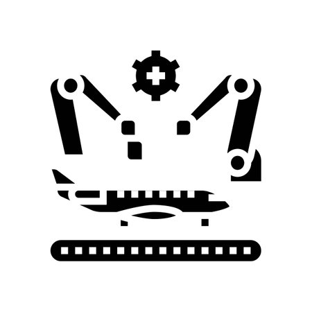 aerospace manufacturing aeronautical engineer glyph icon vector illustrationのイラスト素材