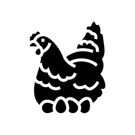 hen egg chicken farm food glyph icon vector illustrationのイラスト素材