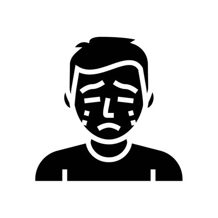 crying kid boy mood glyph icon vector illustrationのイラスト素材
