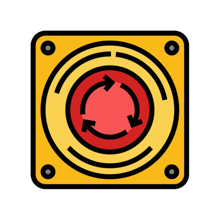 emergency stop button alert color icon vector illustrationのイラスト素材