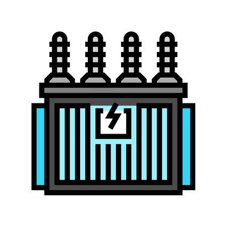 electrical substation electrical engineer color icon vector illustrationのイラスト素材