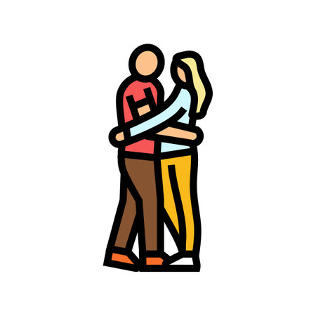 couple embracing love color icon vector illustrationのイラスト素材