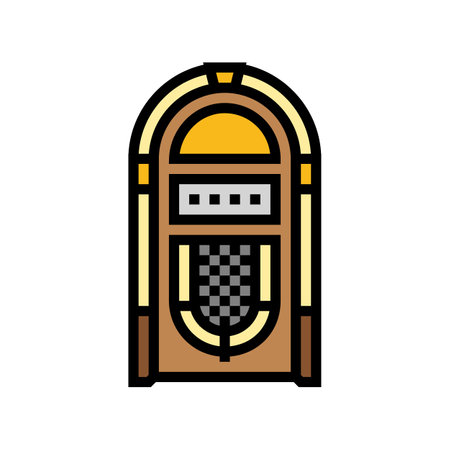 jukebox retro music color icon vector illustrationのイラスト素材