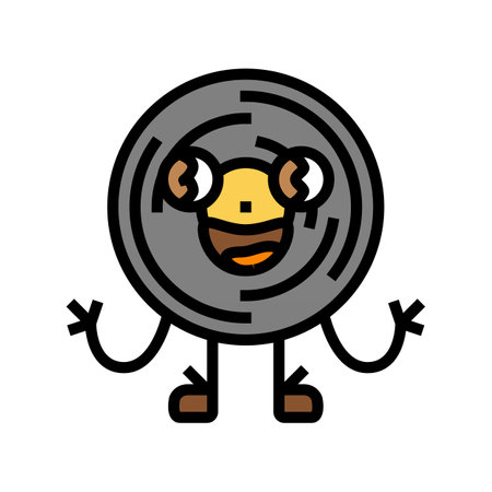 vinyl disc character retro music color icon vector illustrationのイラスト素材