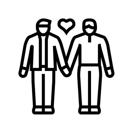 gay lgbt couple love line icon vector illustrationのイラスト素材