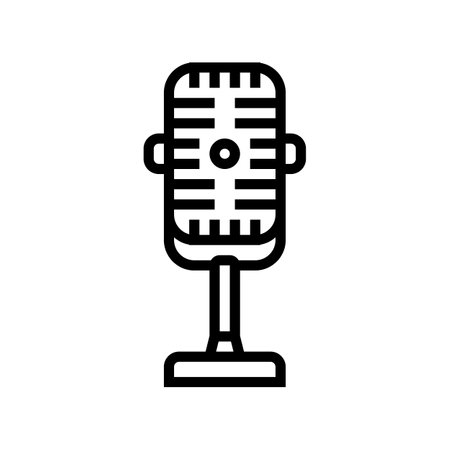 microphone retro music line icon vector illustrationのイラスト素材