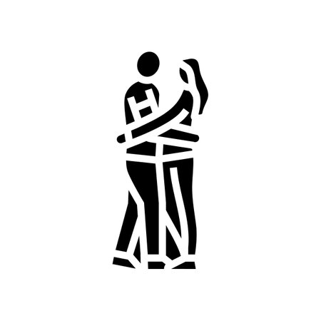 couple embracing love glyph icon vector illustrationのイラスト素材