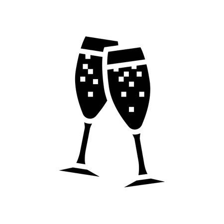 champagne glasses love glyph icon vector illustrationのイラスト素材
