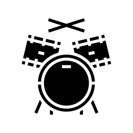 drum retro music glyph icon vector illustrationのイラスト素材