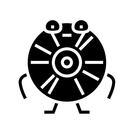 cd disc music retro character glyph icon vector illustrationのイラスト素材