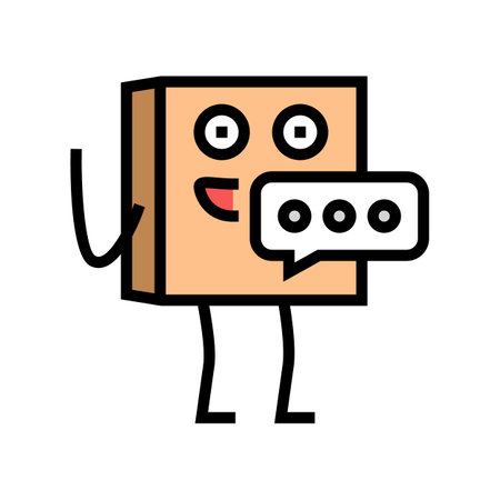 speak cardboard box character color icon vector illustrationのイラスト素材