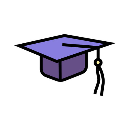 graduation hat cap color icon vector illustrationのイラスト素材