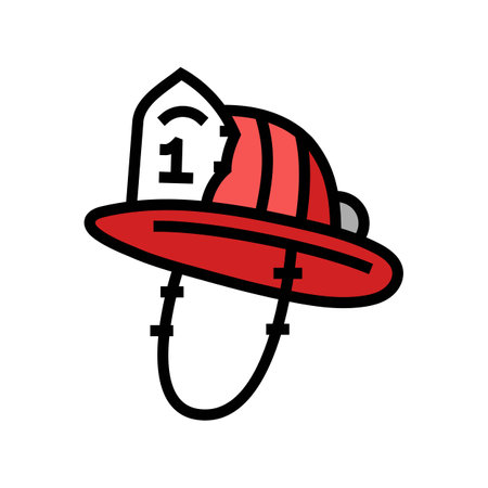 firefighter hat cap color icon vector illustrationのイラスト素材