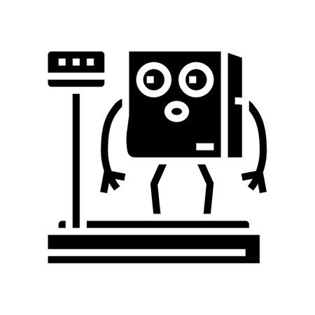 scale weight cardboard box character glyph icon vector illustrationのイラスト素材