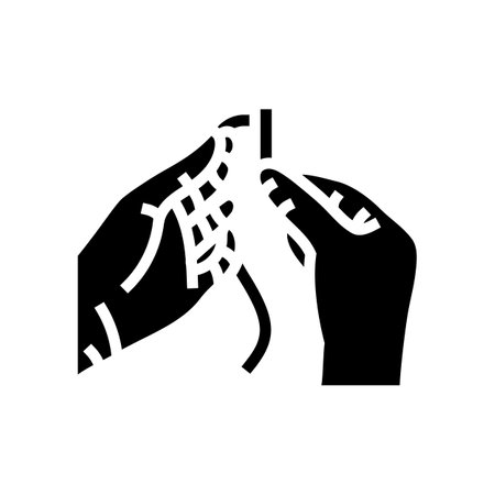 insert thread into needle glyph icon vector illustrationのイラスト素材