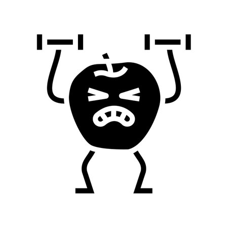 apple fruit fitness character glyph icon vector illustrationのイラスト素材