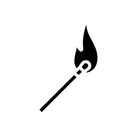 burning matchstick glyph icon vector illustrationのイラスト素材
