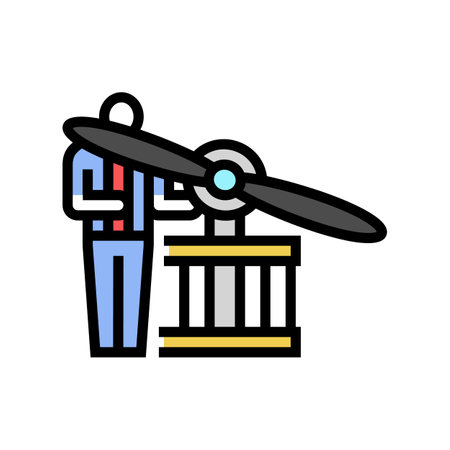 propeller maintenance aircraft color icon vector illustrationのイラスト素材