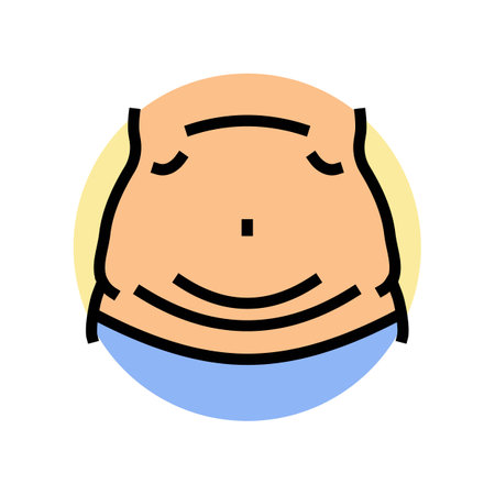 sudden weight gain disease symptom color icon vector illustrationのイラスト素材