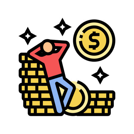 financial independence color icon vector illustrationのイラスト素材