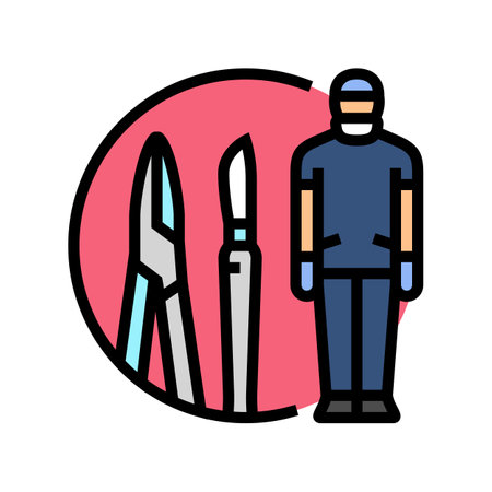 surgical technician instruments color icon vector illustrationのイラスト素材