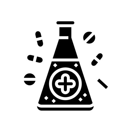 pharmacology pharmacist glyph icon vector illustrationのイラスト素材