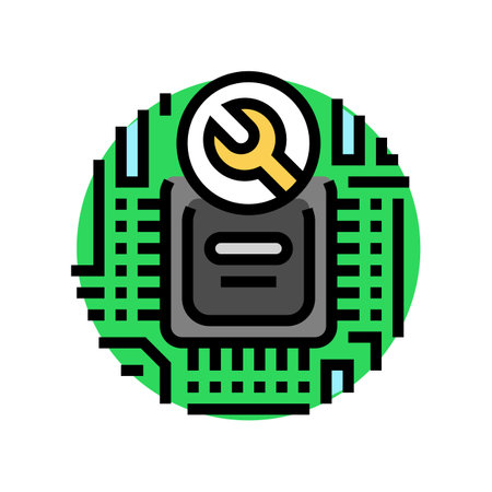 circuit board repair electronics color icon vector illustrationのイラスト素材