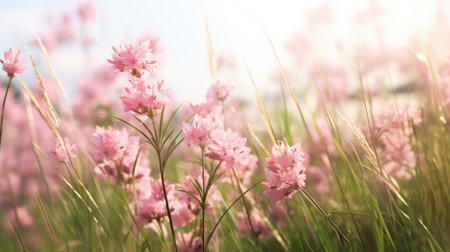 flora pink meadow grass closeの素材