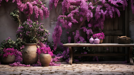 courtyard beauty outdoor purple gardenの素材