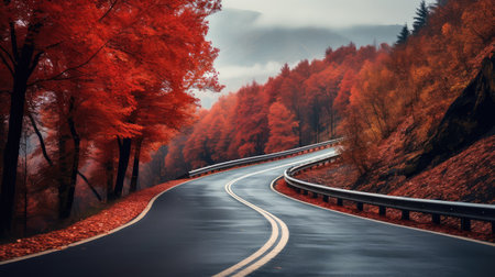 nature red november autumnal windingの素材