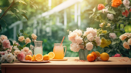 space summer environment table botanicalの素材