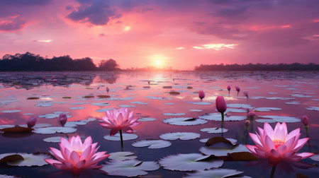 pond sky pink gardening gardenの素材