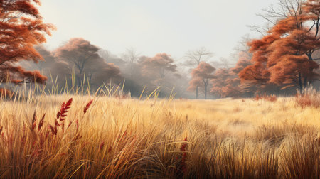 plant yellow red grass sunlitの素材