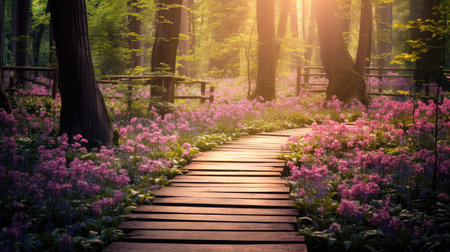 summer flower wooden forest sunの素材