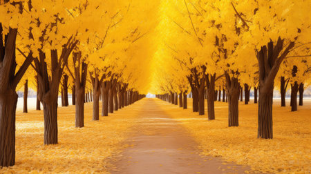 leaves yellow vibrant park sereneの素材