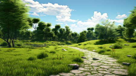 summer grass scene fresh gardenの素材