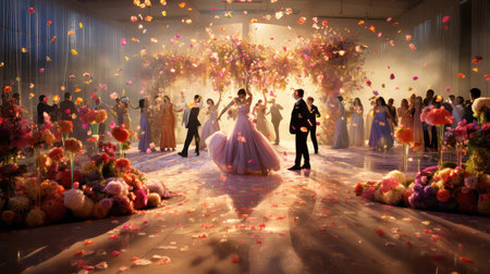 beautiful celebration wedding flowers backgroundの素材